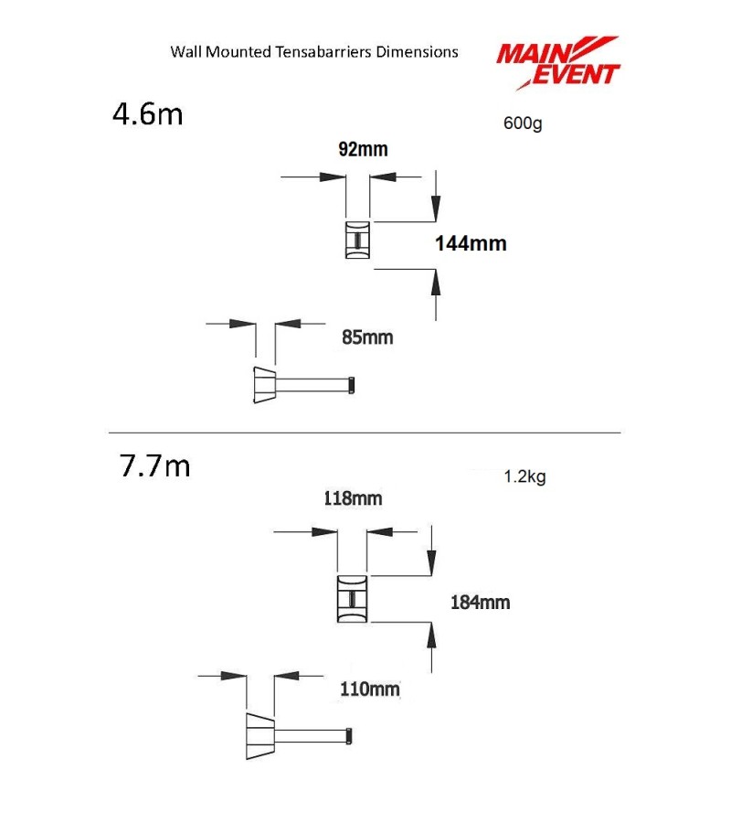 Tensabarrier 4.6m Wall Mounted Unit 897
